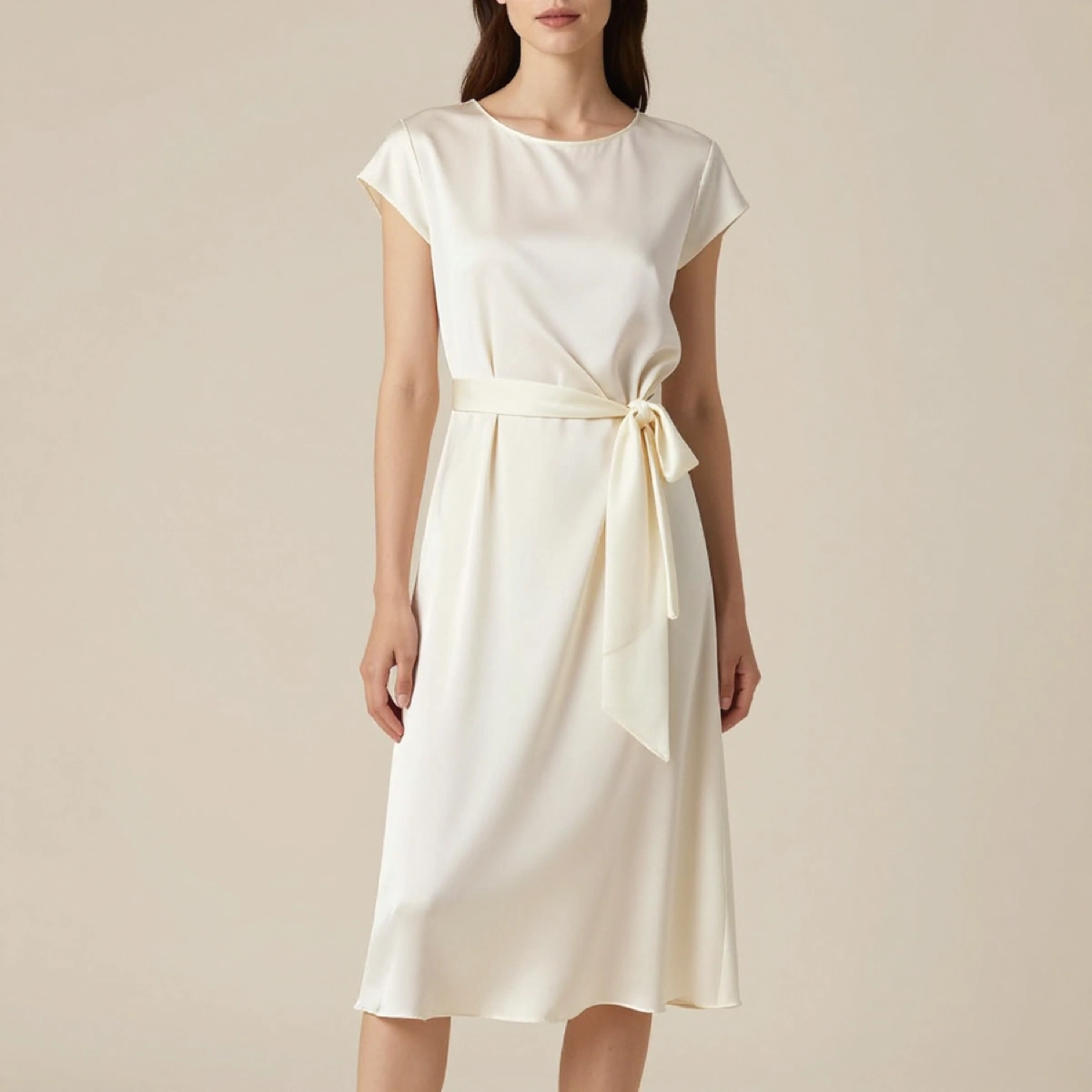 LUNELLE 象牙绑带连衣裙